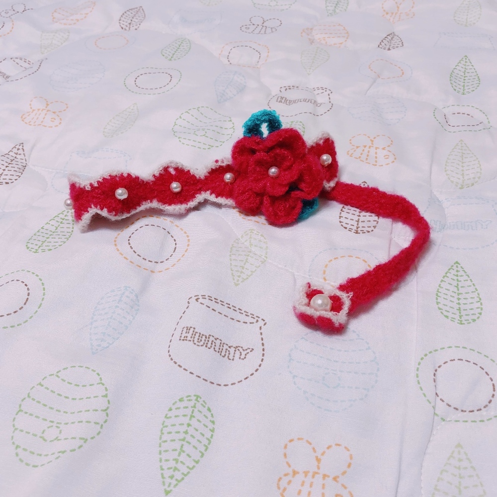 crochet adjustable headband with flower